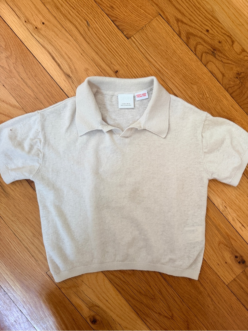 Zara Cream Short-Sleeve Polo Top